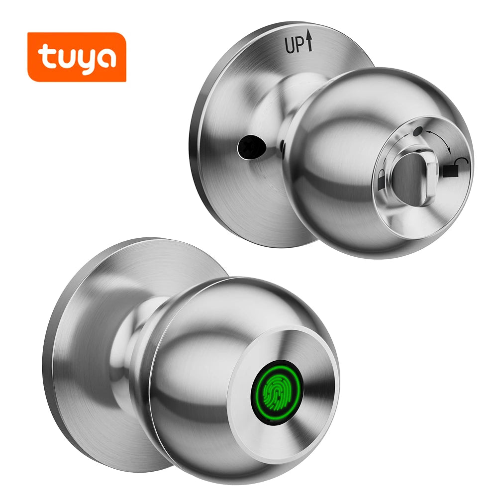 Tuya APP Control Biometric Fingerprint Smart Door Lock Electronic Digital Password Lock Security Keyless Entry Knobs Unlock