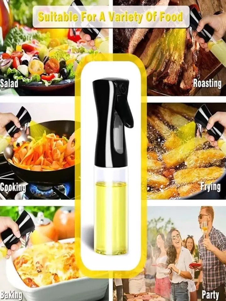 Oil Sprayer for Cooking - 1 Refillable Oil Dispenser Bottle for Kitchen, Oil Spray Bottle for Healthy Cooking, Baking, Grilling, Salad, and Air Frying (Black)