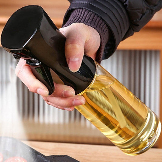 Oil Sprayer for Cooking - 1 Refillable Oil Dispenser Bottle for Kitchen, Oil Spray Bottle for Healthy Cooking, Baking, Grilling, Salad, and Air Frying (Black)